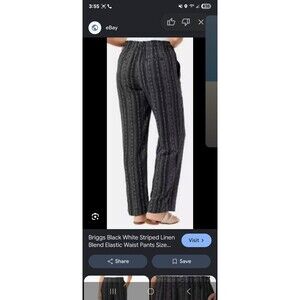 Briggs Ladies' Linen Blend Pull-On Striped Comfy  Pants Medium Great CONDITION